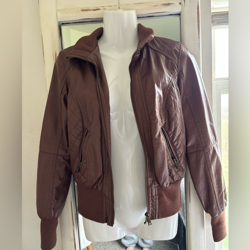 Brown faux leather jacket